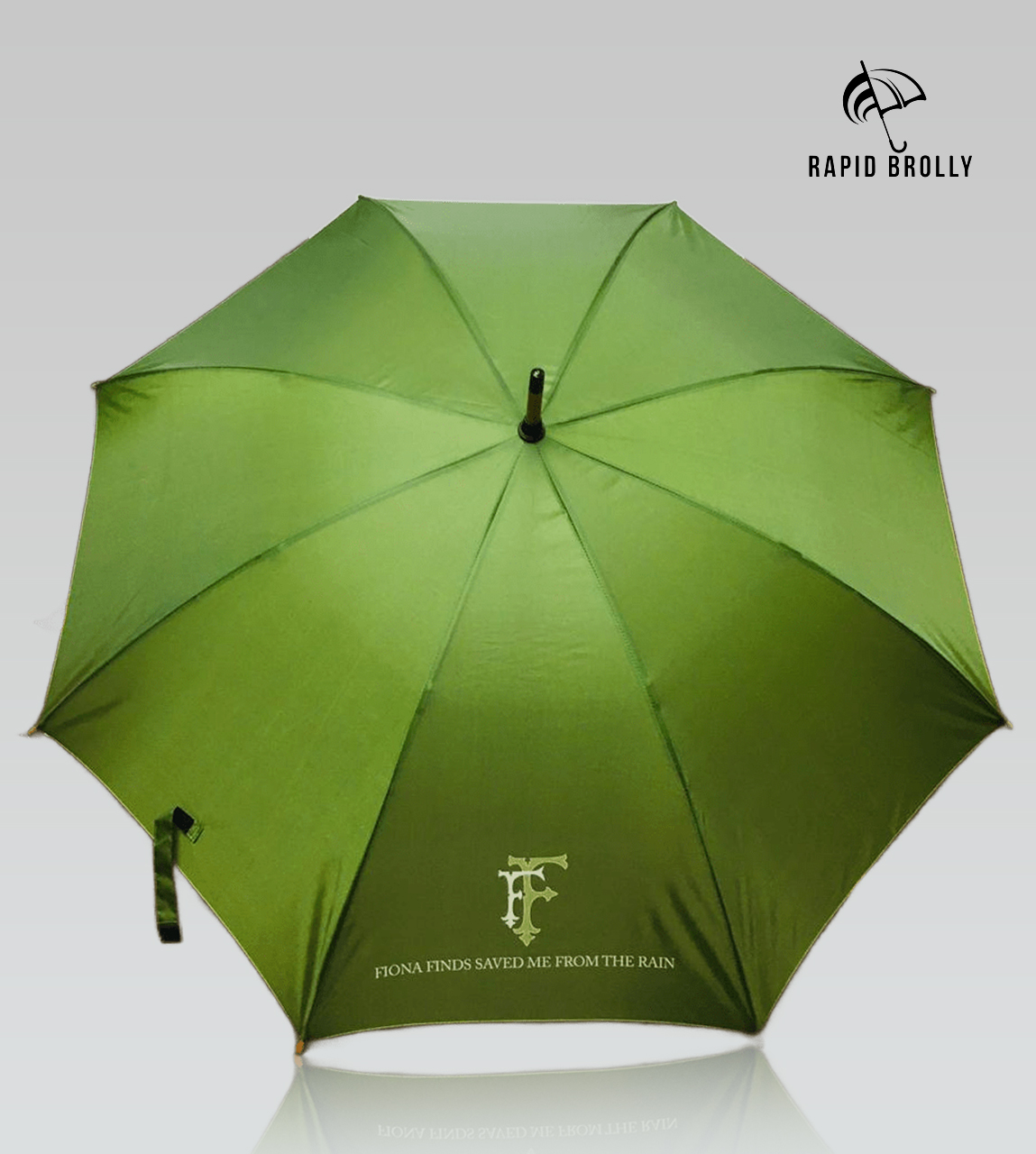 A Pantone-matched (olive
                                    green) umbrella